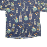 NATURAL ISSUE Mens Hawaiian Shirt Blue Crazy Pattern L