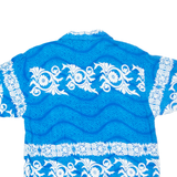 BLUE SEA Mens Hawaiian Shirt Blue Crazy Pattern L
