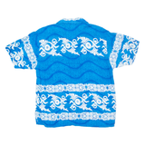 BLUE SEA Mens Hawaiian Shirt Blue Crazy Pattern L