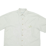 BAMBOO CAY Mens Hawaiian Shirt Beige Floral S