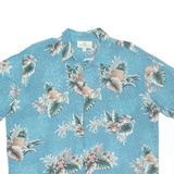 ISLAND SHORES Mens Hawaiian Shirt Blue Floral 2XL