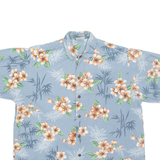 GO BAREFOOT Mens Hawaiian Shirt Blue Floral S