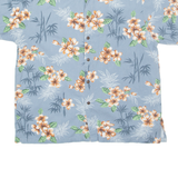 GO BAREFOOT Mens Hawaiian Shirt Blue Floral S