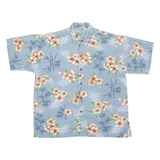 GO BAREFOOT Mens Hawaiian Shirt Blue Floral S