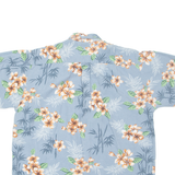 GO BAREFOOT Mens Hawaiian Shirt Blue Floral S