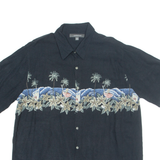 CROFT & BARROW Mens Hawaiian Shirt Black Floral XL