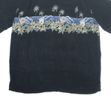 CROFT & BARROW Mens Hawaiian Shirt Black Floral XL