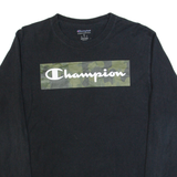 CHAMPION Mens T-Shirt Black Long Sleeve M
