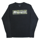 CHAMPION Mens T-Shirt Black Long Sleeve M