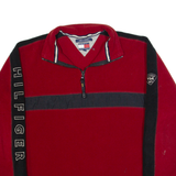 TOMMY HILFIGER Mens Fleece Red 1/4 Zip 90s M