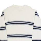 NAUTICA Mens Patterned Jumper White Striped V-Neck Tight Knit L
