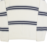 NAUTICA Mens Patterned Jumper White Striped V-Neck Tight Knit L