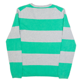 TOMMY HILFIGER Womens Patterned Jumper Grey Striped V-Neck Tight Knit S