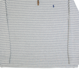 POLO RALPH LAUREN Mens Patterned Jumper Grey Striped 1/4 Zip Tight Knit 2XL