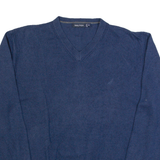 NAUTICA Mens Jumper Blue V-Neck Tight Knit XL