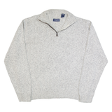 CHAPS Mens Jumper Grey 1/4 Zip Tight Knit L