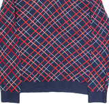 TOMMY HILFIGER Womens Patterned Cardigan Blue Check Tight Knit L