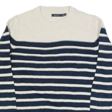 NAUTICA Womens Patterned Jumper Cream Striped Tight Knit L