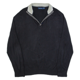 NAUTICA Mens Jumper Black 1/4 Zip Tight Knit L