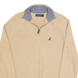 NAUTICA Mens Jumper Beige 1/4 Zip Tight Knit M