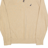 NAUTICA Mens Jumper Beige 1/4 Zip Tight Knit M