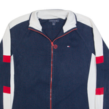 TOMMY HILFIGER Womens Cardigan Blue High Neck Tight Knit L