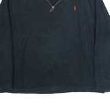 POLO RALPH LAUREN Mens Jumper Black 1/4 Zip Tight Knit XL