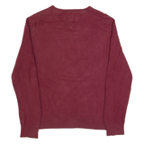 TOMMY HILFIGER Mens Jumper Maroon V-Neck Tight Knit S