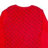 TOMMY HILFIGER Womens Patterned Jumper Red Polka Dot Tight Knit 2XL