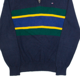 TOMMY HILFIGER Mens Jumper Blue 1/4 Zip Tight Knit S
