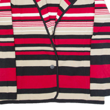 CALVIN KLEIN Blazer Style Womens Patterned Cardigan Red Striped V-Neck M