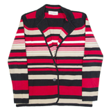 CALVIN KLEIN Blazer Style Womens Patterned Cardigan Red Striped V-Neck M