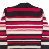 CALVIN KLEIN Blazer Style Womens Patterned Cardigan Red Striped V-Neck M