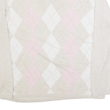 TOMMY HILFIGER Womens Patterned Jumper Beige Argyle V-Neck Tight Knit XL