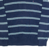 TOMMY HILFIGER Mens Patterned Jumper Blue Striped V-Neck Tight Knit L