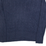 TOMMY HILFIGER Womens Jumper Blue V-Neck Cable Knit XL