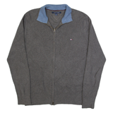 TOMMY HILFIGER Mens Cardigan Grey Tight Knit M