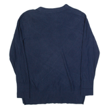 TOMMY HILFIGER Womens Jumper Blue V-Neck Tight Knit M