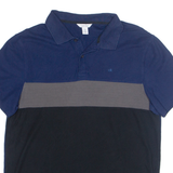 CALVIN KLEIN Mens Polo Shirt Blue Colourblock L