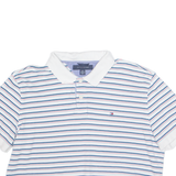 TOMMY HILFIGER Cropped Womens Polo Shirt White Striped L