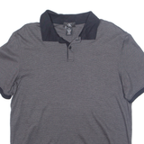 CALVIN KLEIN Mens Polo Shirt Grey Striped M