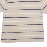TOMMY HILFIGER Mens Polo Shirt Beige Striped L