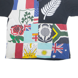 COTTON TRADERS RUGBY Mens Polo Shirt Black 90s Crazy Pattern 2XL