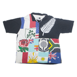 COTTON TRADERS RUGBY Mens Polo Shirt Black 90s Crazy Pattern 2XL