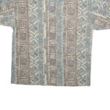 BUGLE BOY Patterned Mens Polo Shirt Brown 90s Crazy Pattern L