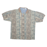 BUGLE BOY Patterned Mens Polo Shirt Brown 90s Crazy Pattern L