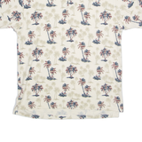 C&B USA Palm Tree Print Mens Polo Shirt Cream L