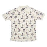 C&B USA Palm Tree Print Mens Polo Shirt Cream L