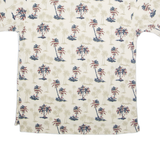 C&B USA Palm Tree Print Mens Polo Shirt Cream L