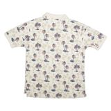 C&B USA Palm Tree Print Mens Polo Shirt Cream L